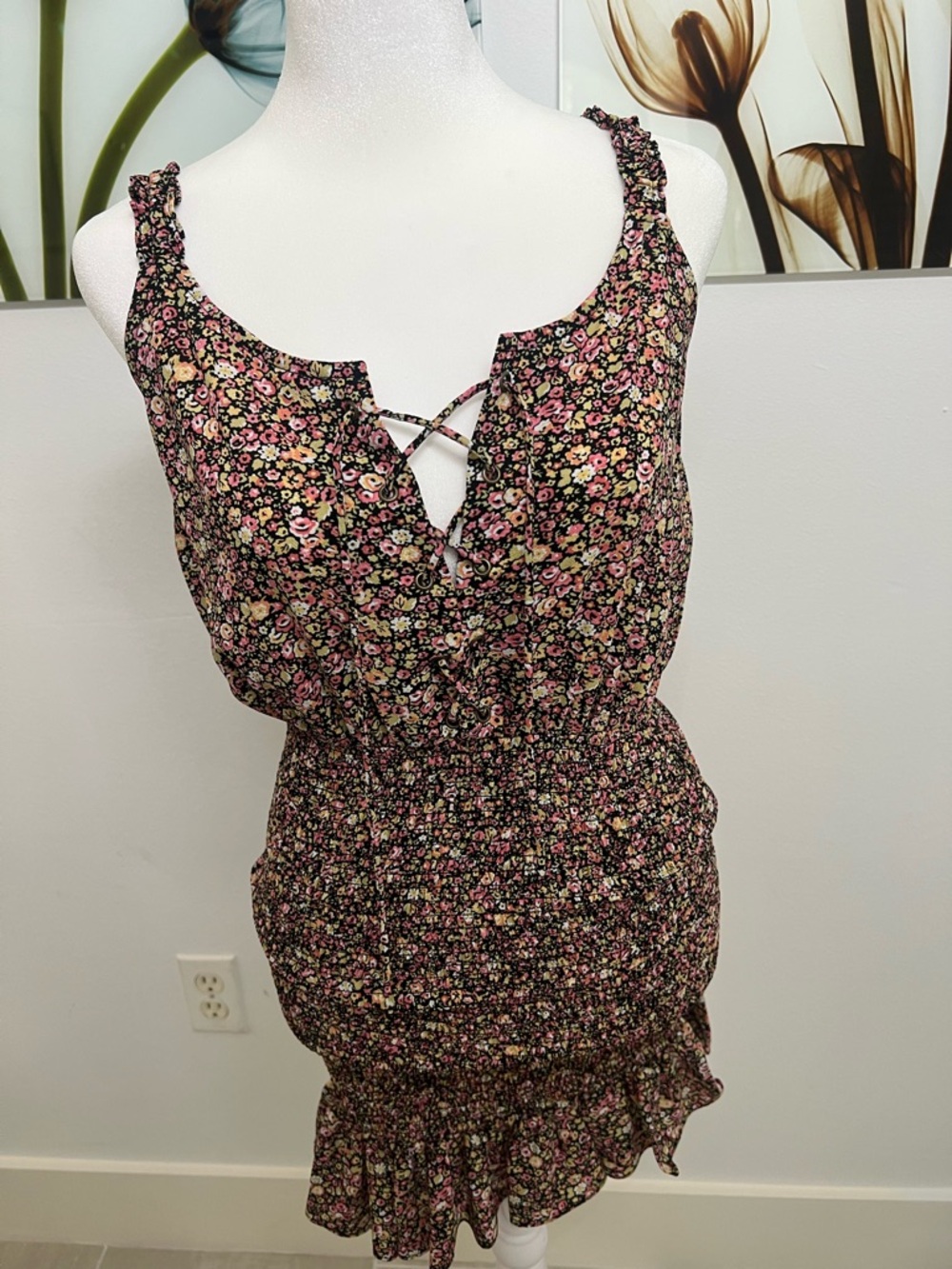 1. State Floral Smocked Dress - Pink/Black
